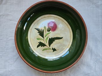 Vintage Stangl Pottery Thistle Pattern Bowl Green Glaze Hand Painted Trenton NJ