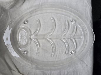 Vintage Anchor Hocking Fire King Clear Glass Fish Platter Roaster Drainer USA