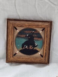 Vintage H. Tyler 'End Of The Trail' Navajo Sandpainting Framed Native American Horse & Rider Signed Folk Art