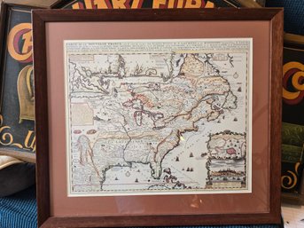 Henri Abraham Chatelain 'Carte De La Nouvelle France' Framed Map Print