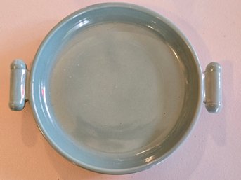 Vintage Red Wing USA Pottery Celadon Green Round Rimmed Platter Tab Handles 10 Inch Very Good