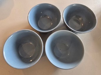 Longaberger Vintage Vine Blue Mist Cereal Bowls Set Of 4 5.5' Embossed Ivy Border