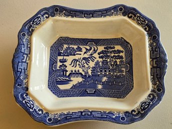 Vintage Allertons Ltd England Blue Willow 11' Rectangular Serving Dish Transfer Ware