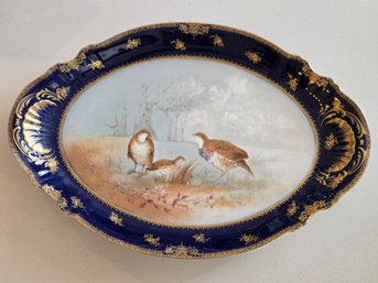 Antique Theodore Haviland Limoges France Hand-Painted Game Bird Platter Signed 18'