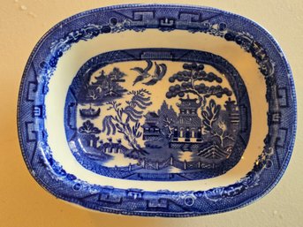 Antique Allertons England Blue Willow Transferware Oval Serving Dish Made In England
