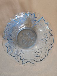 Vintage KIG Indonesia Ice Blue Glass Salad Bowl