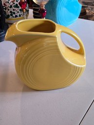 Vintage Fiesta HLC Large Disk Pitcher Yellow Sunflower Ringware USA