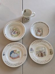 Wedgwood Beatrix Potter Peter Rabbit Children's Dish Set 5pc Plates Bowls Mug England