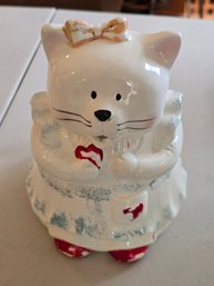 Vintage Shawnee Pottery Puss N Boots Cat Creamer 1980s White Red AS-IS