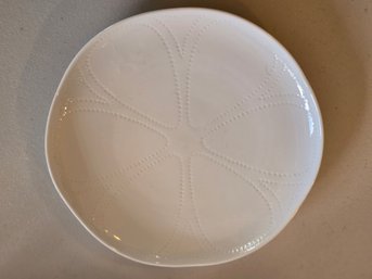 Fleur Et Fleur White Porcelain Embossed Dot Leaf Salad Plate Modern