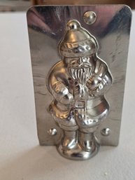 Vintage Metal Santa Claus Chocolate Candy Mold 2-Piece Christmas Holiday