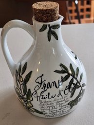 Rosanna Olive Oil Ceramic Jug Cork Stopper France Italy Huile D'Olive Olio
