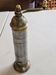Vintage Atlas Pepper Mill Imports Greece Brass Chrome Crank Grinder Engraved Design
