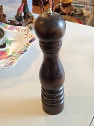 Vintage Peugeot Freres Style French Pepper Mill Dark Wood Turned Classic 12 Inch
