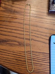 Vintage Gold Tone Rope Chain Necklace Lobster Clasp 20' Classic Twisted Link