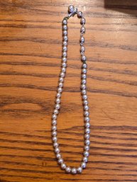 Vintage Simulated Lilac Pearl Strand Necklace Silver Tone Clasp Purple Lilac Beads 14'