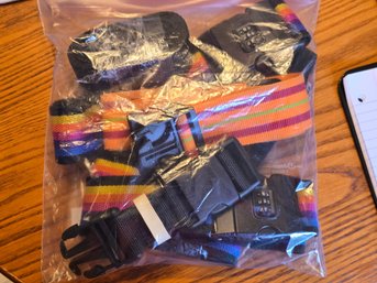 Lot Of 5 Thick Luggage Straps Two With Combination Locks