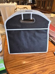 Insulated Grocery Tote Bag Collapsible Thermal Liner Black White Reusable Shopping Carrier