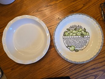 Vintage Royal China Jeannette Apple Pie Recipe Plate  Crofton 9' Stoneware Pie Dish Lot USA