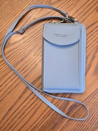 Forever Lovely Madley Light Blue Vegan Leather Phone Wallet Crossbody Bag Card Slots Zip Around