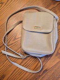 Vintage Tandem Bags Taupe Leather Organizer Crossbody Bag Wallet Magnetic Snap USA Patent