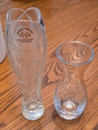 Lenox Opal Innocence Handcut Lead Crystal Vase Etched Floral Poland  Bonus Vase