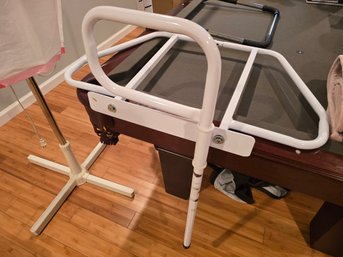 Bed Rail Safety Assist Bar White Tubular Frame Grab Handle Mobility Aid Seniors