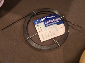 Flat Pipe Cleaner 50 Ft Drain Snake Spring Steel Spear Point Clog Remover Tool