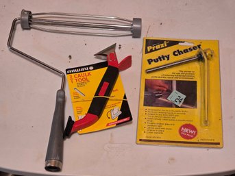 Allway 3-in-1 Caulk Tool, Prazi Putty Chaser PR-9000 & Paint Roller Frame Lot  NOS/Used Mix