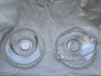 Vintage Imperial Candlewick Clear Pressed Glass 4-Piece Set Nappy Underplate Bowl Saucer