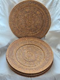Woven Rattan Charger Plates Set Of 4 Round Boho Natural Wicker Placemats