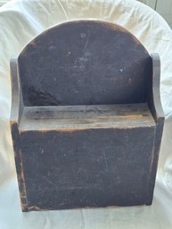 Vintage Handcrafted Wood Knife Storage Box Arched Back Black Paint Primitive