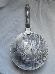 Vintage Everlast Forged Aluminum Silent Butler Crumb Catcher Bamboo Floral Relief