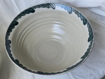 Salmon Falls Stoneware Mixing Bowl Cobalt Blue Bird Scroll 2010 Don Haines Darris McFarland 11'