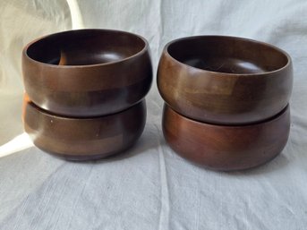 Hellerware Teak Wood Salad Bowls Set Of 4 Taiwan 5.5'