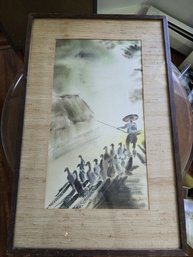 Lee Deyle 'Balinese Dawn' Original Watercolor Painting Framed Ridgefield 19x29'