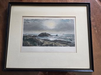 Antique 1873 Hand-Colored Engraving Indian Rock Narragansett D. Appleton Co Framed Moyer Gallery 14x12
