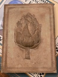 Vintage Artichoke Relief Ceramic Wall Plaque Tile
