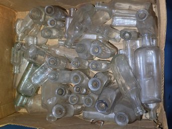 Large Lot Of Antique & Vintage Glass Medicine, Pharmacy & Household Bottles, Some Uranium Glass