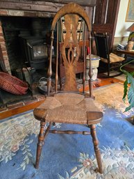 Antique Windsor Style Rush Seat Side Chair 44' Tall