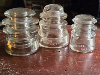 Vintage Glass Electrical Insulators Lot Of 3