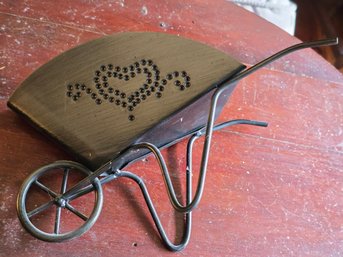 Vintage Metal Wall Mount Mail Holder Wheelbarrow Letter Rack