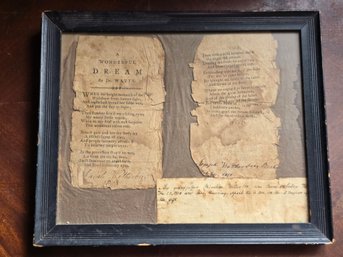 Antique Framed Early 19th Century Ephemera & Handwritten Genealogical Display