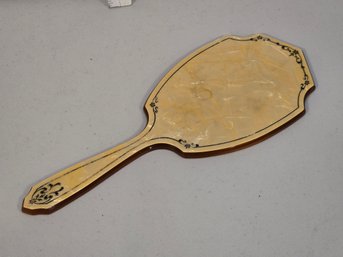 Vintage Art Deco Faux Tortoiseshell Celluloid Vanity Hand Mirror 14'