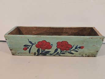 Antique Painted Wood Trough Box, Folk Art Floral