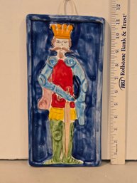 Vintage Made In Italy Ceramic Medieval King Knight Wall Plaque
