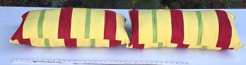 Pair Of Striped Decorative Throw Pillows  Approx. 25' Each