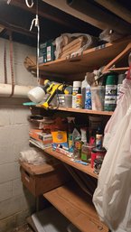 AS-IS Lot Three Shelf Contents Paint Sprayer Rust-Oleum Ceiling Fan Paint Supplies RugPads More