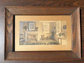 Vintage Hand Tinted Print Cradle Days By Lamson Framed