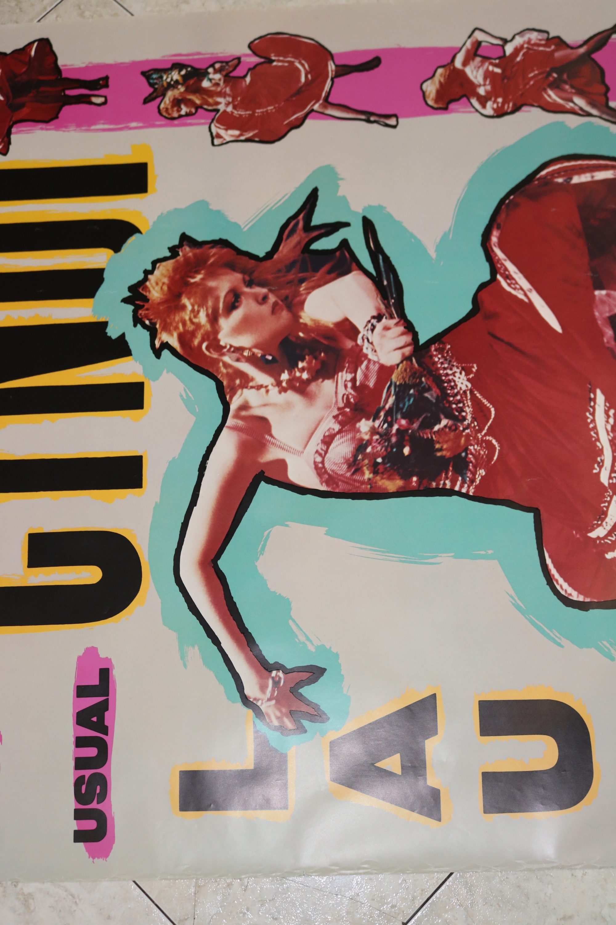 ☆Cyndi Lauper☆超特大駅貼りサイズB0ポスター☆1986年☆当時物☆ Vintage 1983 Cyndi Lauper- She's So Unusual Poster #2730
